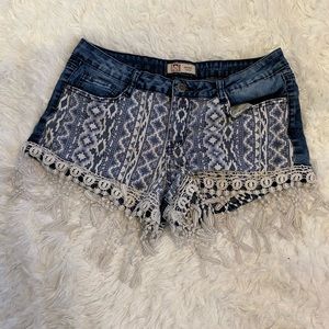 LEI Tassled Short Jean Shorts Junior size 13